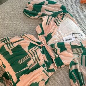 Geometric Green and Pink Blouse